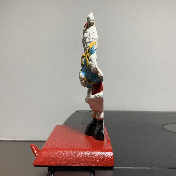 Vintage Holiday Traditions Hand Painted Cast Iron Stocking Holder Santa Bear 5" - Picture 3 of 7